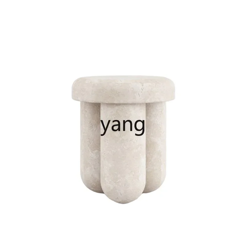 

LH Solid Wood Paint round Small Coffee Table Marbling Villa Living Room Bedroom Small Apartment Side Table