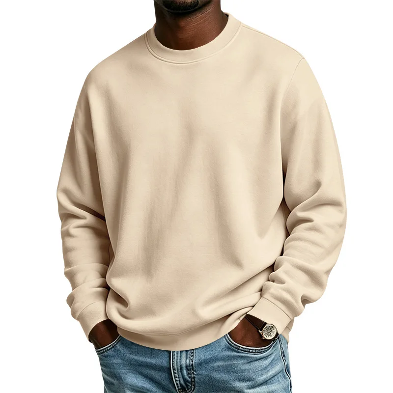 American autumn and winter new heavy men's branch casual commuting loose versatile minimalist style round sweater