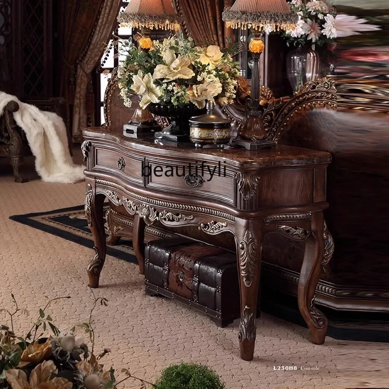 

32 европейских мраморных входной шкаф высокого класса из массива дерева у стены входной стол