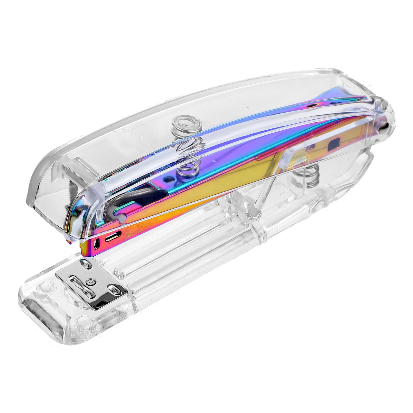 Plastic Transparent Stapler Clear Handheld Stapler for Office Home School Practical Compact Staplers for Desk Students