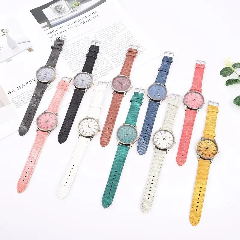 

Fashion Denim Leather Strap Women's Watch Casual Quartz Watches Ladies Dress Watches Relogio Feminino Wristwatch Hot Clock