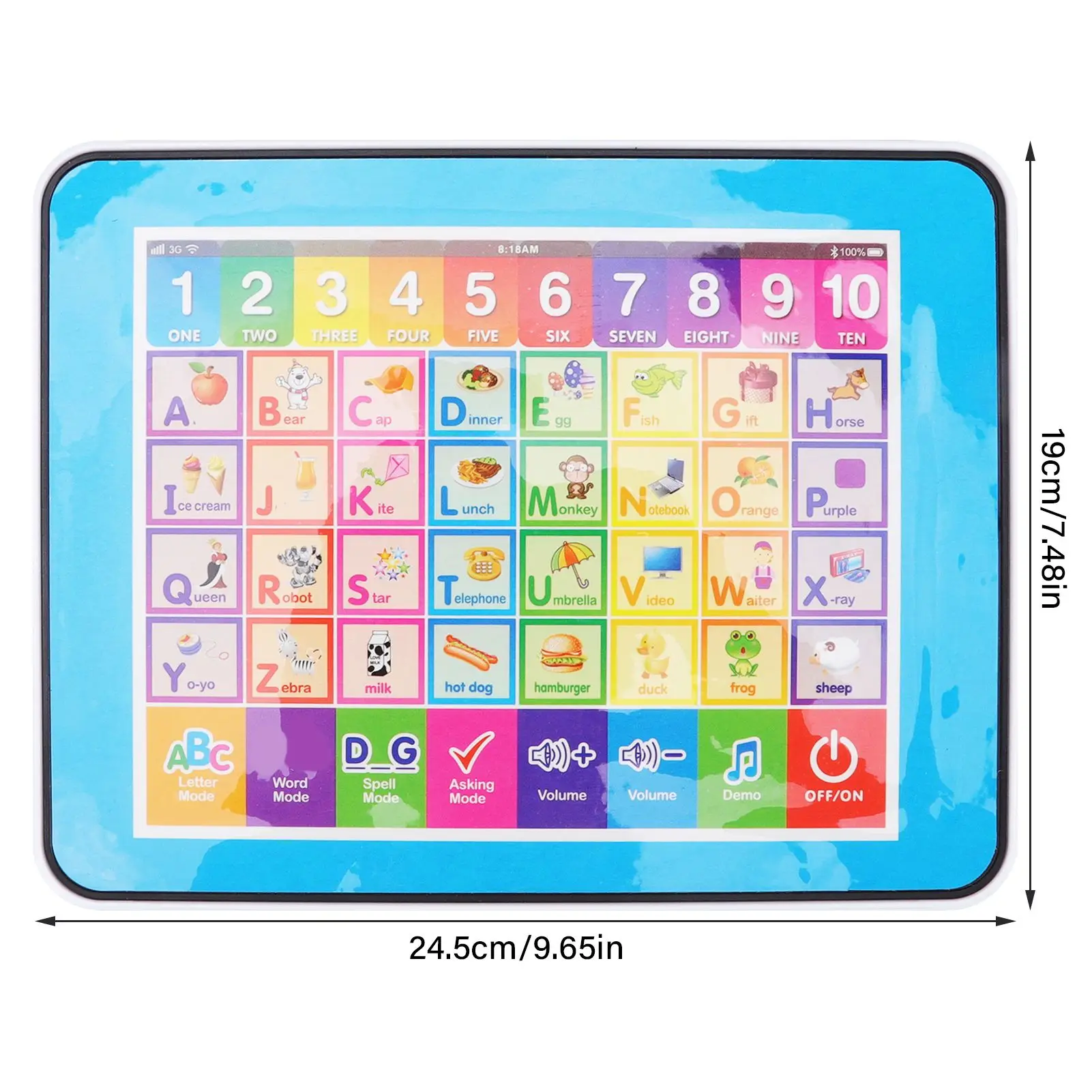 Children English Learning Machine 6 Educational Functions Rich Content Adjustment Volume Smart Toy Tablet for Home Travel Blue