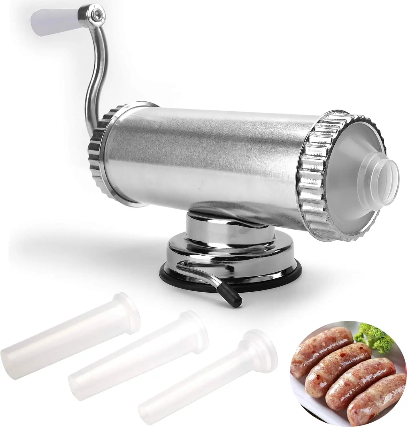 

2 LBS Horizontal Sausage Stuffer Machine with 3 Nozzles for Home and Commercial Use