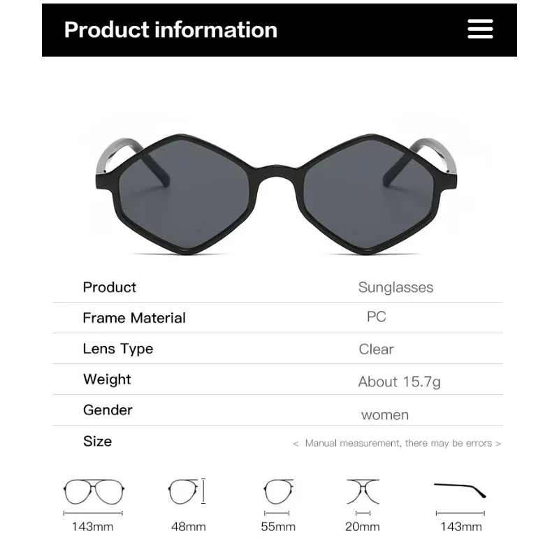 نظارات شمسية ذات إطار صغير غير منتظم للنساء ، معين ، أزرق شفاف ، واقي للسيدات ، Uv400 ، عصري ، جديد #5