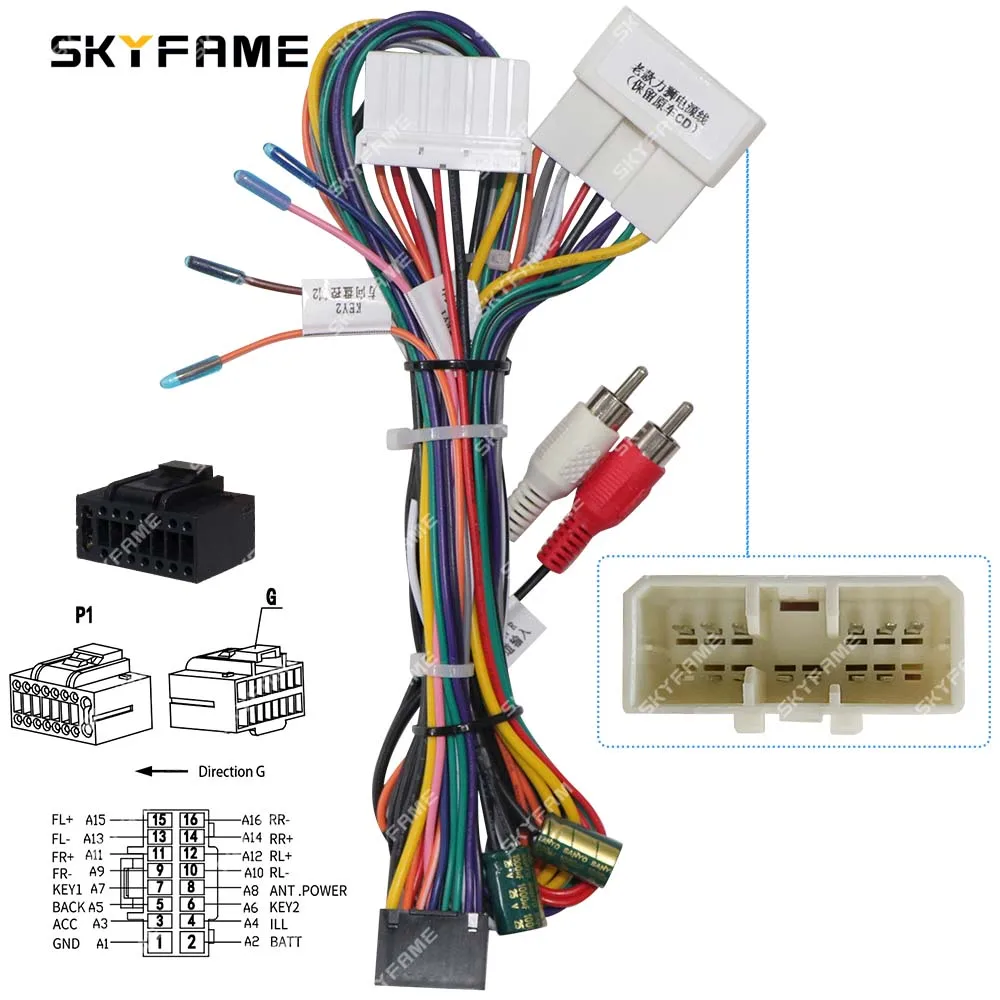 SKYFAME 16Pin Car Wiring Harness Adapter Android Radio Power Cable For Subaru Outback Legacy