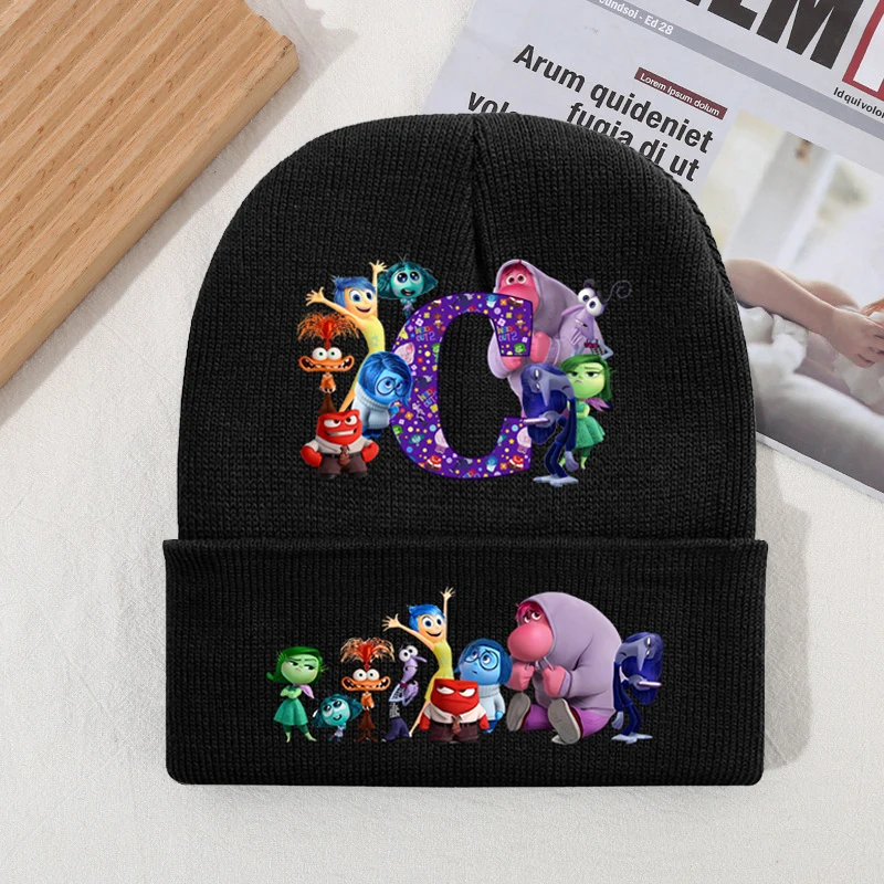 Disney Inside Out 2 Kids Cartoon Cute Knit Cap Boy Anime Printed Knitted Hat Girls Casual Autumn Accessories Children Warm Caps