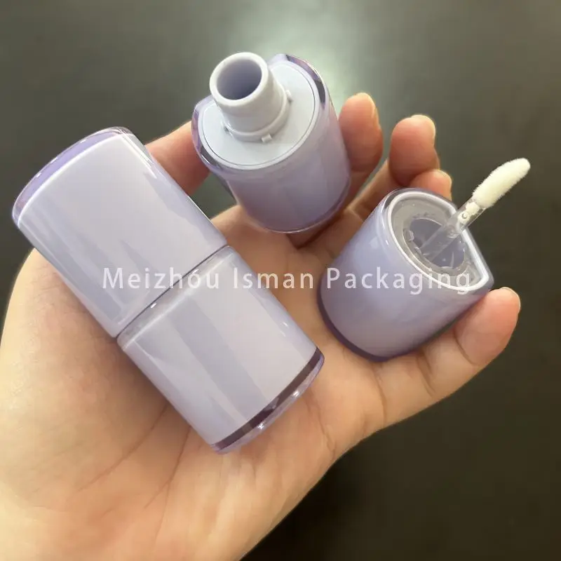 50pcs Unique Empty Short Chubby Purple Nude Lip Gloss Wand Tubes Clear Refillable Lipgloss Bottles Packaging 3ml