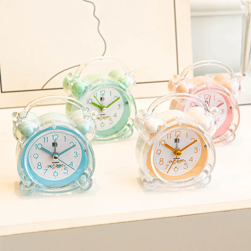 Battery Powered Digital Alarm Clock with Backlight Crystal Silent Cartoon Kids Girl Gift Electronic Small Table Alarm Clock