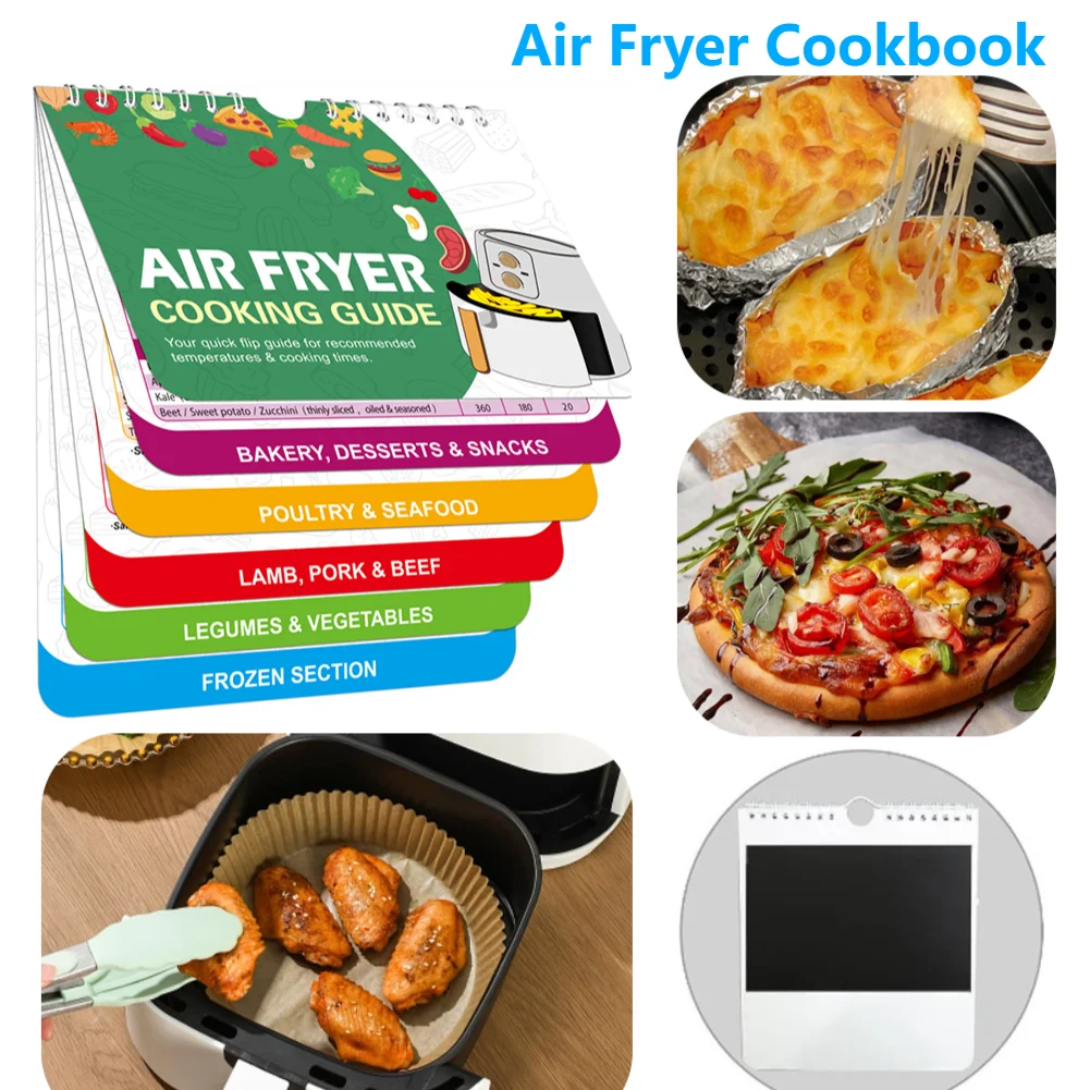 Air Fryer Magnetic Cheat Sheet Cooking Guide Booklet Cooking Times Chart for Beginners and Advanced Users