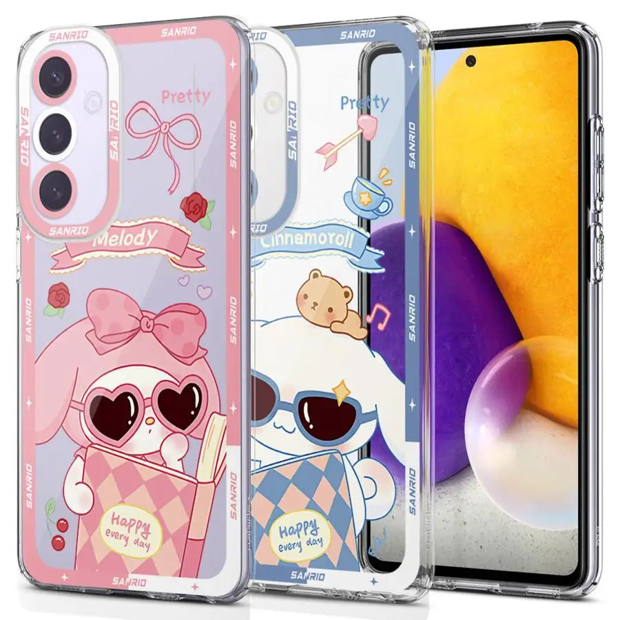 Sanrio Melody Cinnamoroll Cute Cover Case for Samsung Galaxy A35 A55A53 A54 A73 A34 A33 A25 A24 A13 A14 A15 Clear Soft Shell