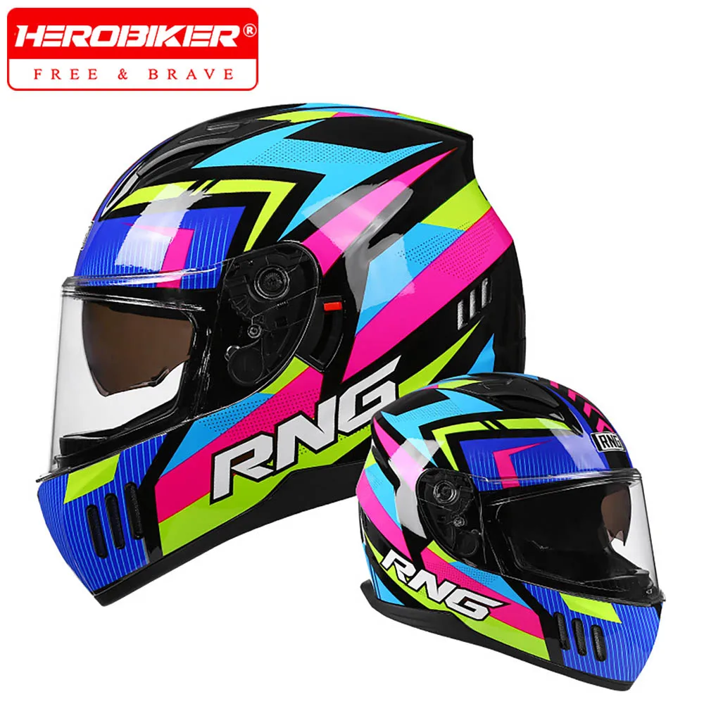 New Motorcycle Helmet Dual Lens Motorcycle Electric Bike Helmet Four Seasons ABS Material Woman Motorbike Riding Helmets