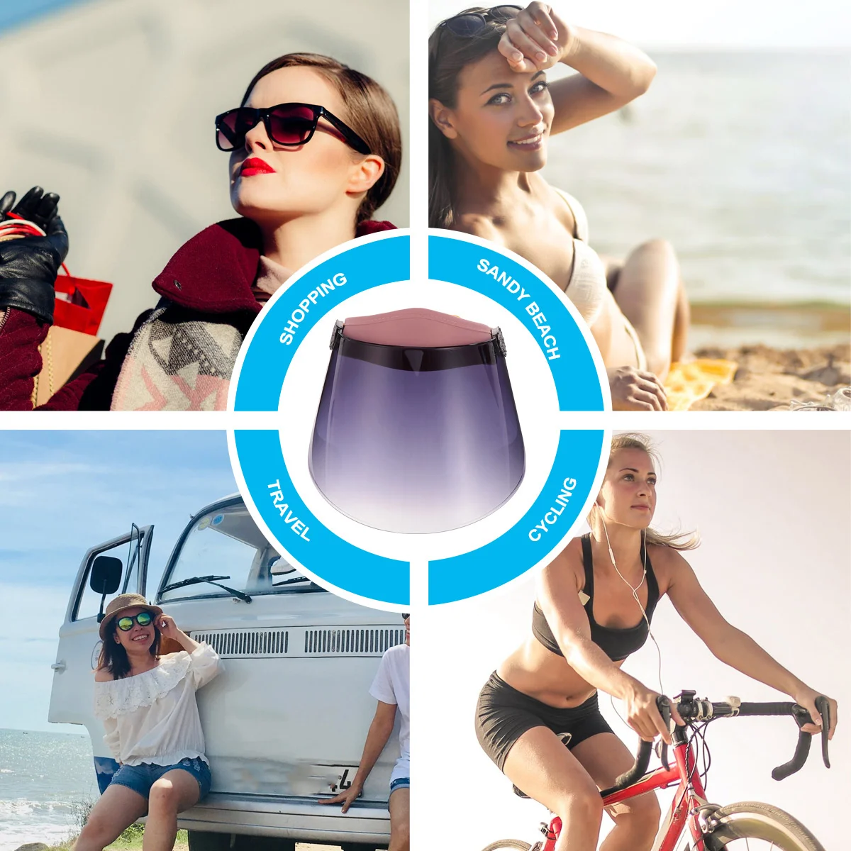 

Sun Protection Empty Cap Pink Windproof Outdoor Riding Protective Dust-Proof Hat Transparent Face Cover Summer Beach Hat