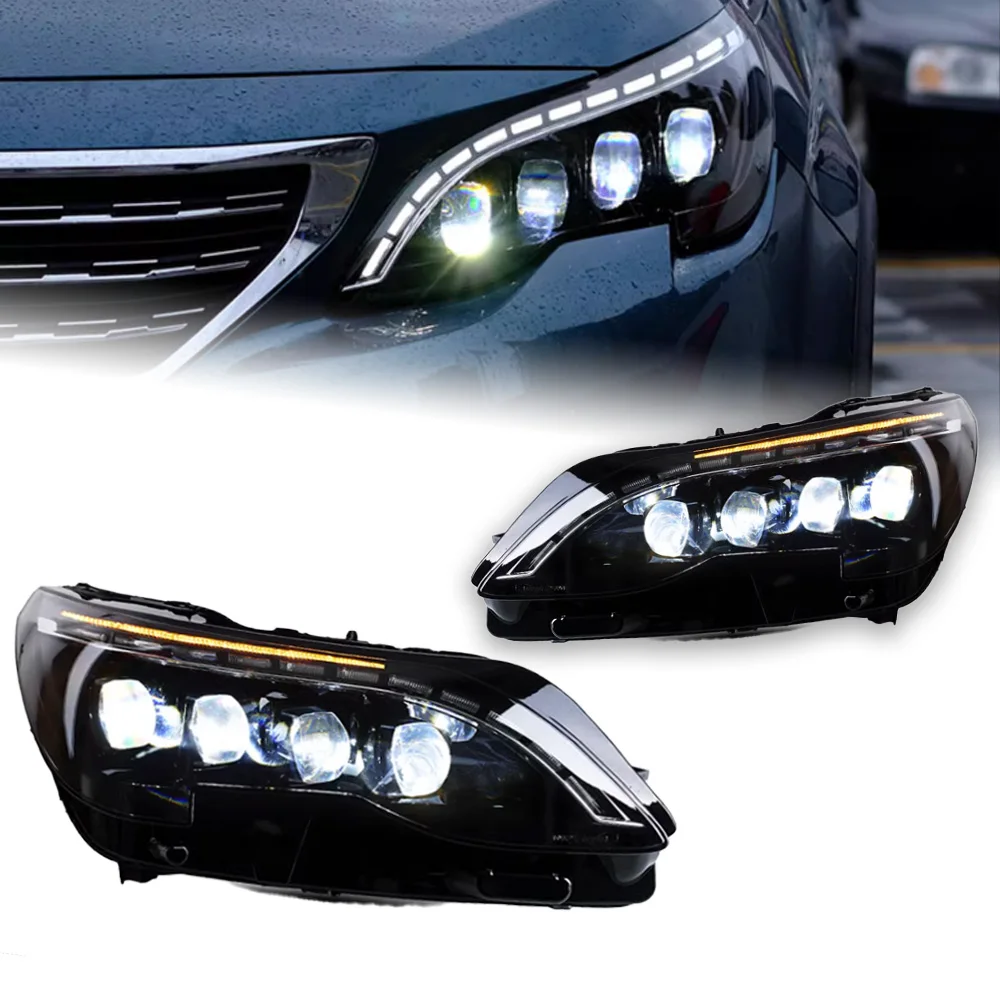 AKD Head Lamp for Peugeot 3008 5008 LED Headlight 2017-2020 Headlights 4008 5008 DRL Turn Signal High Beam Angel Eye Projector