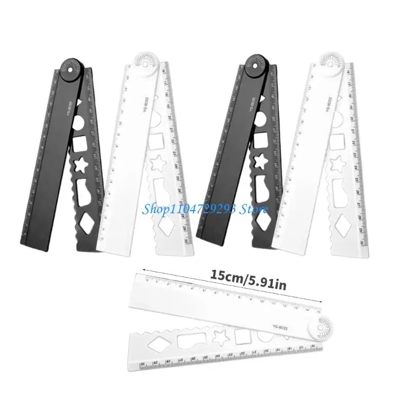 مجموعة Y2GD مكونة من 5 مساطر بلاستيكية ذات لونين غير قابلة للانزلاق للرسم الفني