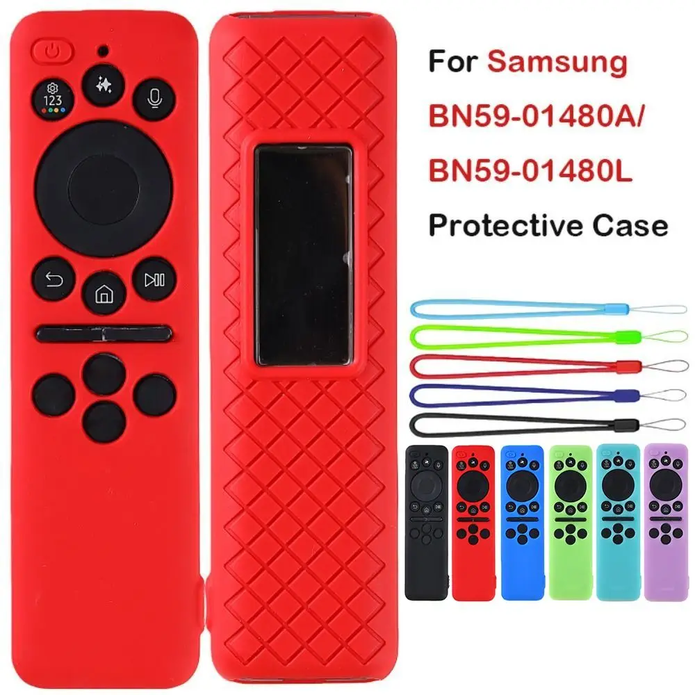 Silicone Remote Control Case Protector with Lanyard Protective Cover Anti-fall for Samsung BN59-01480A/BN59-01480L