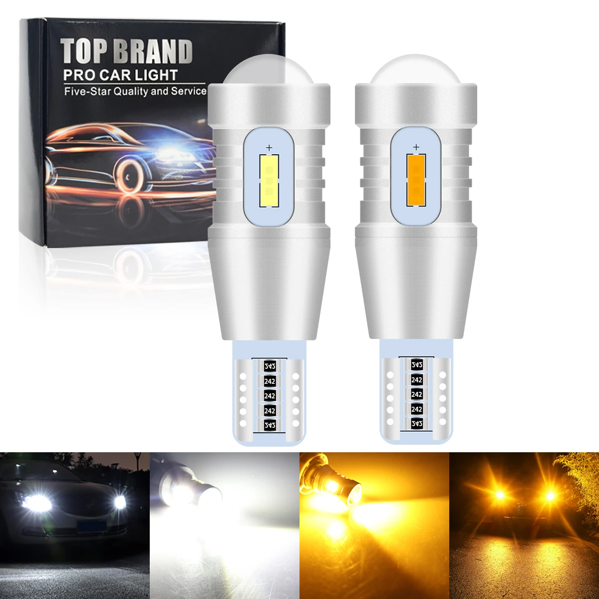 

2pcs Super Bright W16W T15 921 LED Bulbs Car Light Interior High Power For Tail Signal Lamp Backup Reserve Lights 6000K White