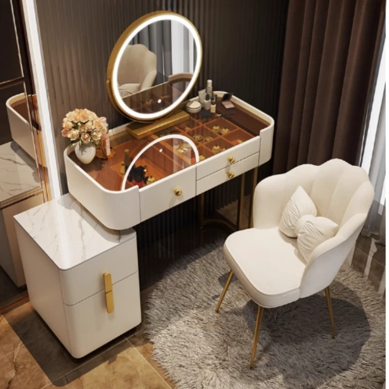 

Mirror Organizer Dresser Drawer Makeup Nordic Storage Bedroom Dressing Table Cabinet Luxury Coiffeuse De Chambre Room Furniture