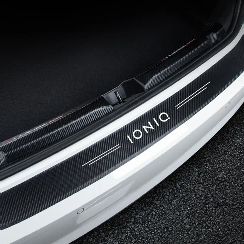 Carbon Fiber Car Sticker for Hyundai IONIQ Badge 2021 2020 2019 2018 2017 Protective Trunk Bumper Guards Stickers Accessories