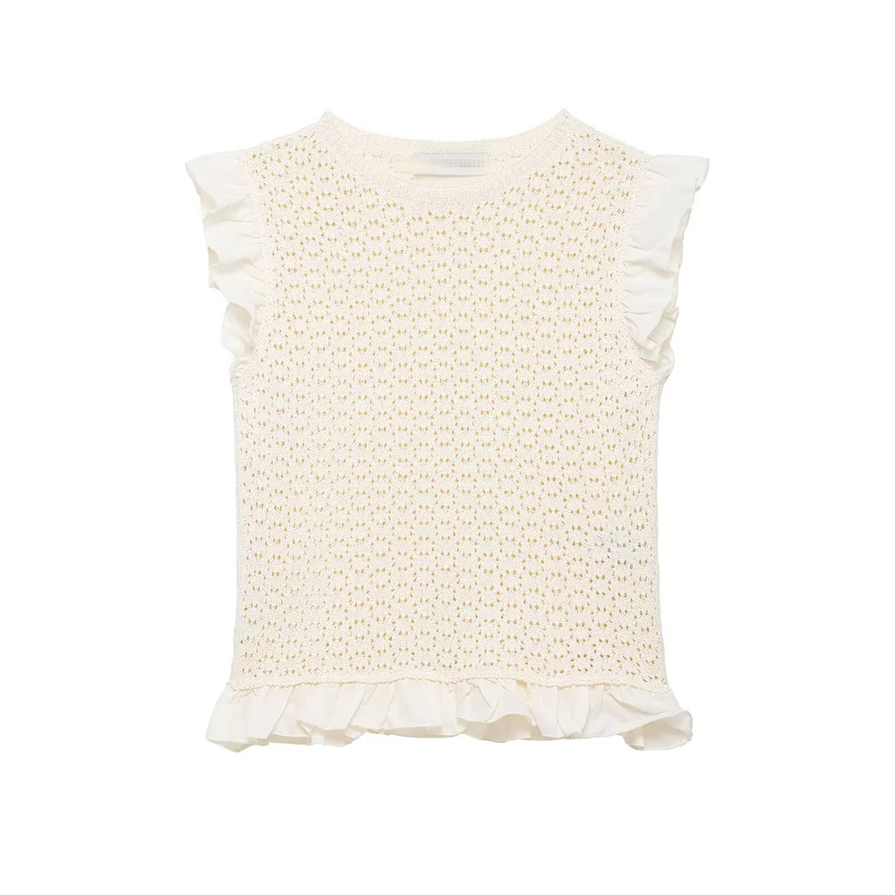 

Женский летний свитер 2026: Новинка, модный, вязаный, с вышивкой и ажурными элементами, ретро, с круглым вырезом, универсальный, повседневный, шикарный топ