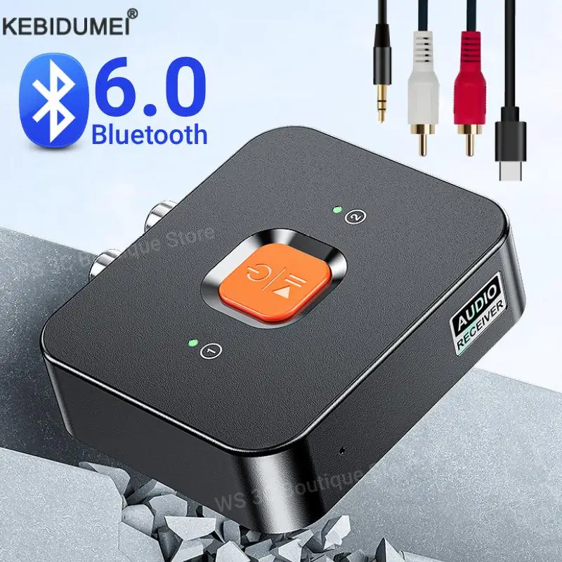 

Bluetooth 6.0 Audio Receiver 3.5mm AUX RCA USB Stereo Music Wireless Adapter With Mic Support 2 phones For Car Kit Speaker Amp