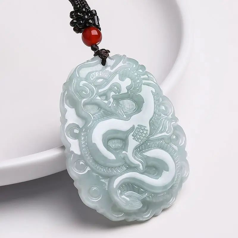 Jadeite Dragon  Genuine A-goods Zodiac Dragon Man Jade Pendant Necklace Men Jade Pendant A-goods Lace Dragon