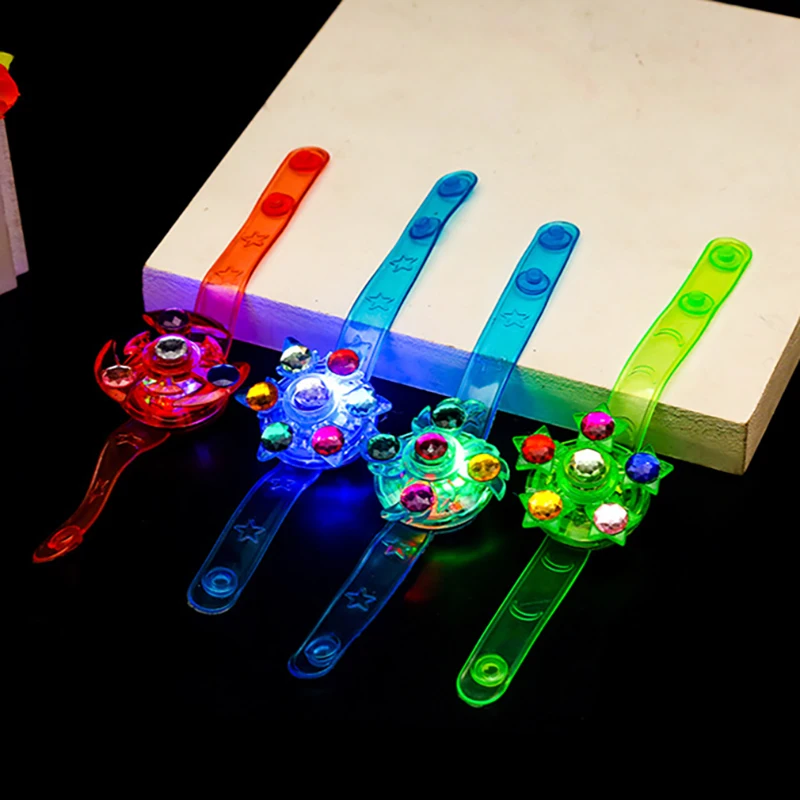 Luminous Gyro Rotating Wrist Bands, LED piscando, Pulseiras dos desenhos animados, Jogos, Luzes criativas, Glow in the Dark, Brinquedos, Presentes de festa para crianças