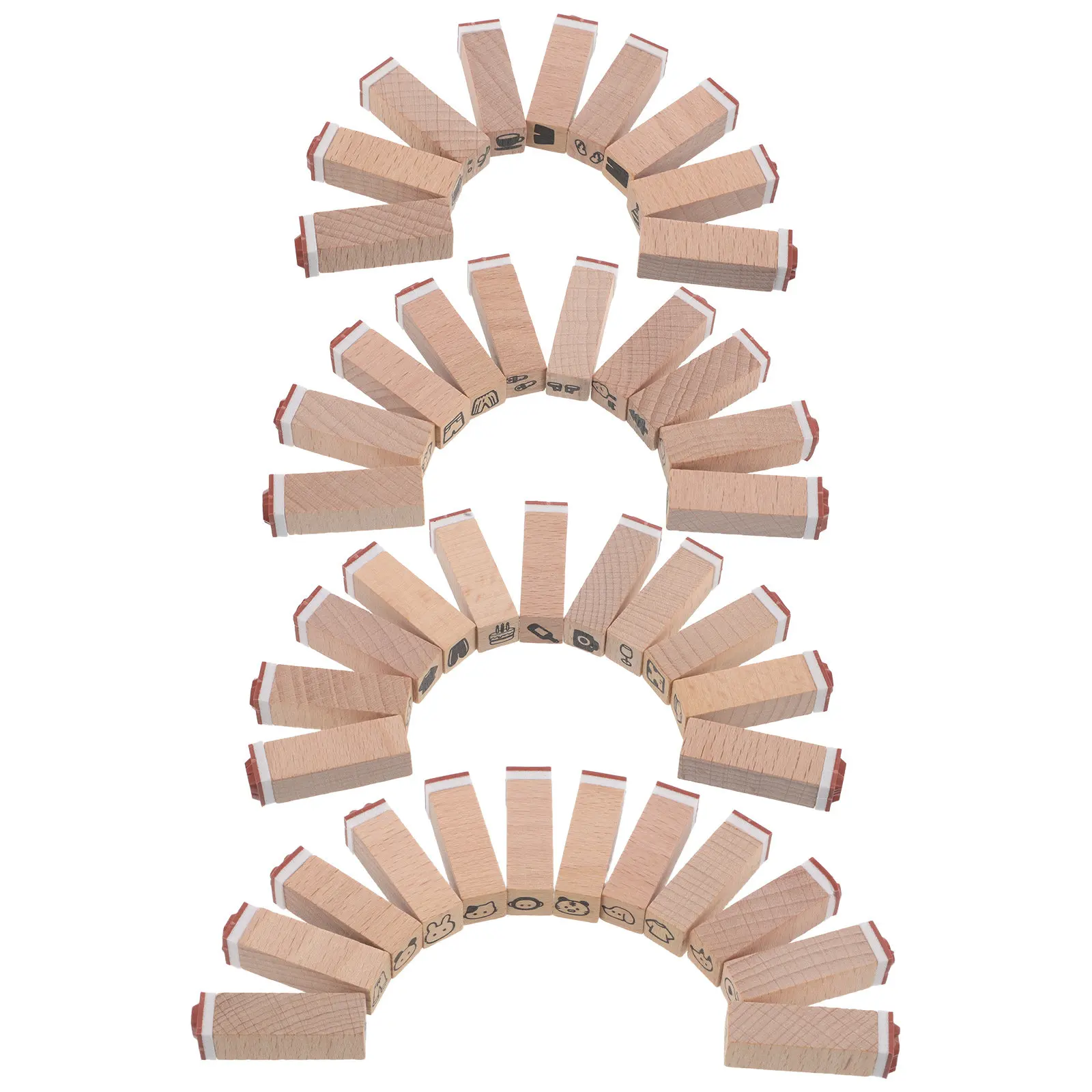 42-teiliges Mini-Holzstempel-Set mit Tiermotiven, Weihnachts-Cartoon-Design, Gummi-Stempelset für Kinder, Kunsthandwerk, Klassenzimmer, Lehrerbelohnung, Spaß