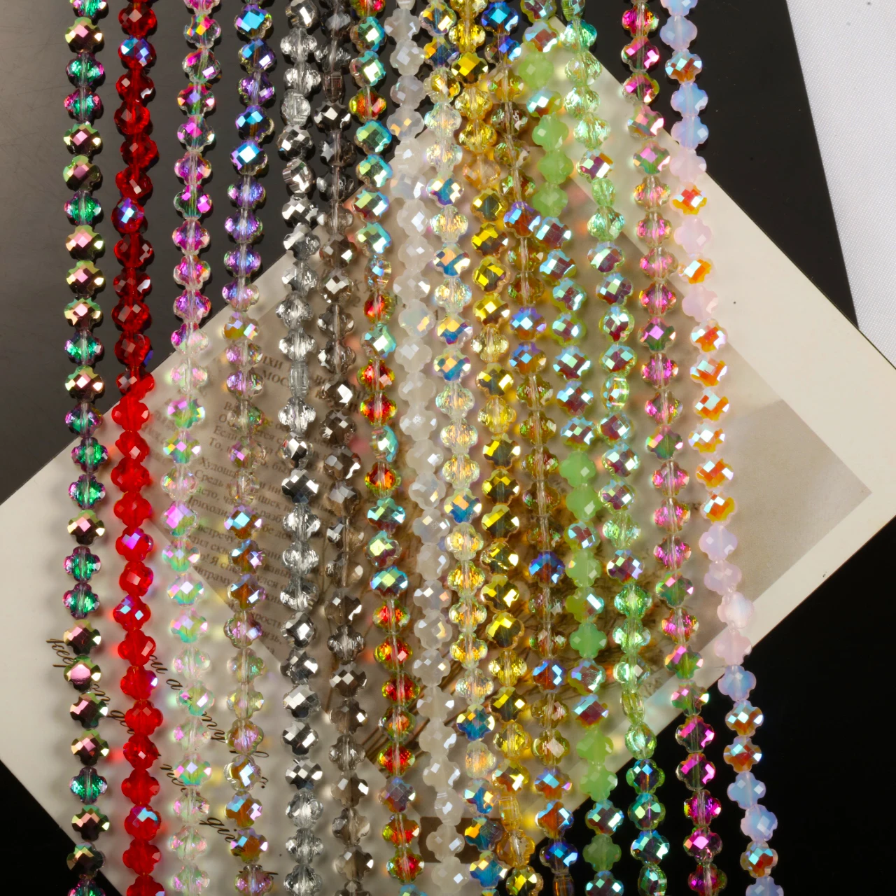 6mm Shiny Faceted Clover Glass Beads Colored Alien Crystal Beads Jewelry Making DIY Bracelet Necklace with Loose Spaced Beads