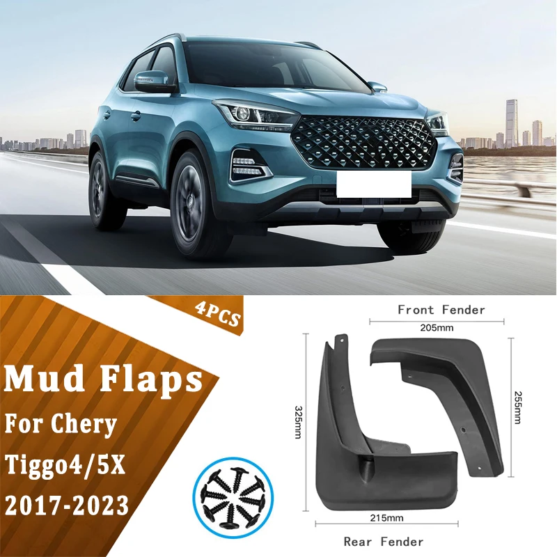 

4pcs Car Mud Flaps Fender for Chery Tiggo4/5X 2017-2023 Automotive Tire Mudguards, Waterproof, Mud Splashing Prevent Accessories