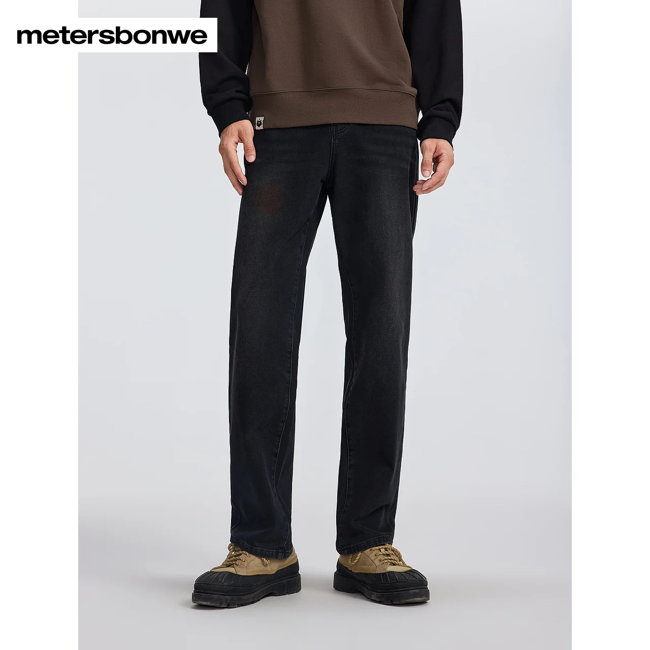 Metersbonwe-Men's Fleece Warm Leg Jesns Fit The Version Of Small Foot Pants Retro Solid Color Stylish Outdoor  Winter