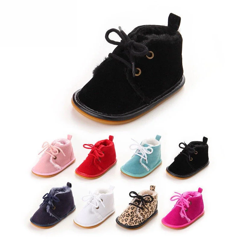 New Toddler Infant Newborn Baby Boy Girl Winter Fur Snow Boots Warm Shoes Booties Casual Leopard First Walkers Baby Shoes 0-18M