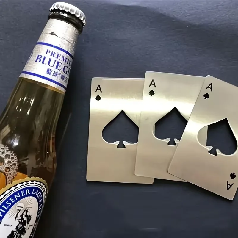 

1pc Poker Shaped Steel Beer Bottle Opener, Outdoor Concealed Poker For Throwing Practice