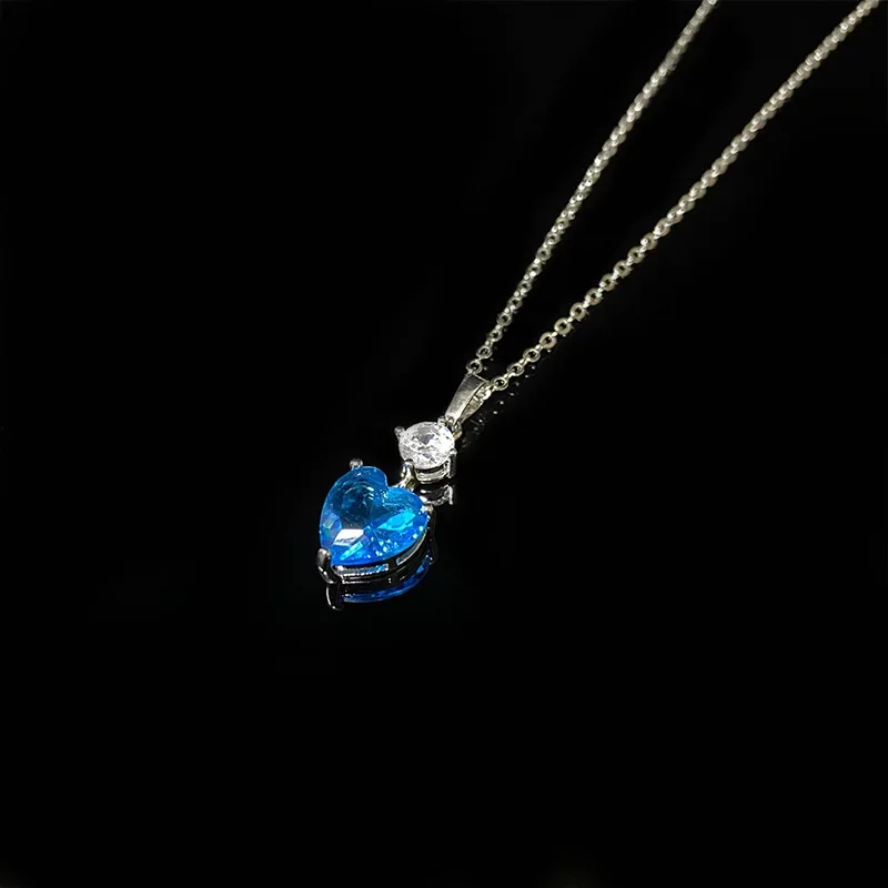 

MDL Moissanit1 Style Simple Fashion Silver Plated Necklace Sparkling Hundred Pendant Heart Heart Fashionable Collarbone Chain