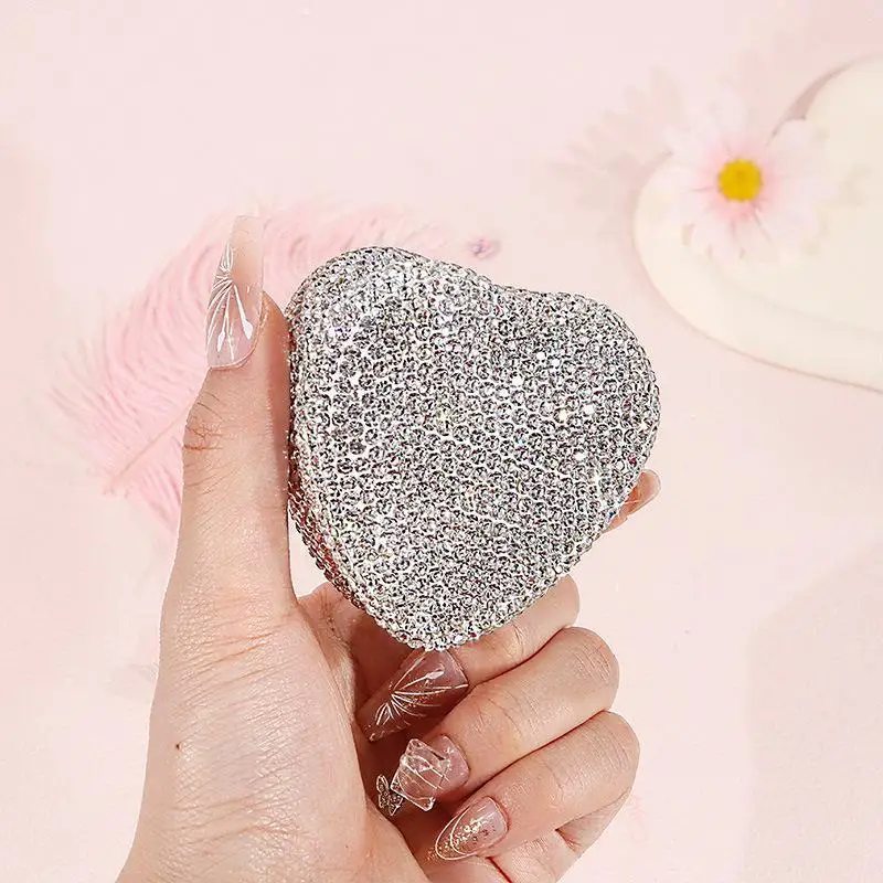 Funkelnde Strass-Metall-Blechdose Schmuck-Aufbewahrungsbox für Halsketten – Detail 10