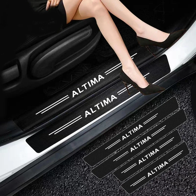 

For Nissan Altima 2017 2018 2019 2020 2021 Carbon Fiber Car Door Threshold Sill Protector Trunk Rear Stickers Car Accessories
