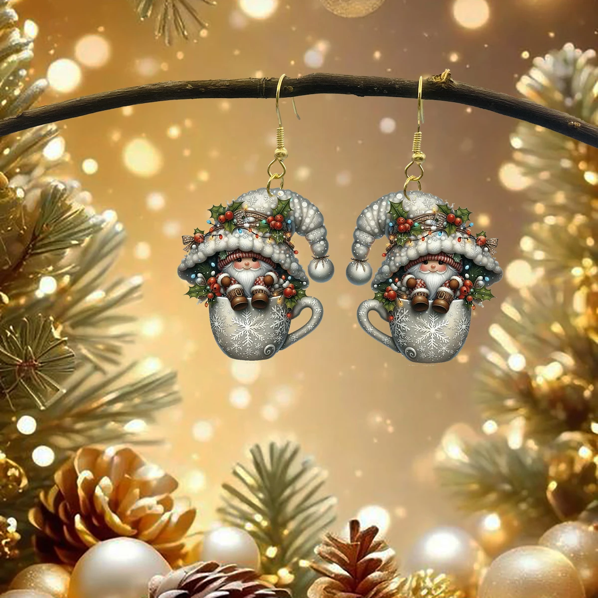 Orecchini nani Ornamento natalizio Fiaba Pupazzo di neve Orecchini moda originalità Orecchini fata acrilico nuovo stile