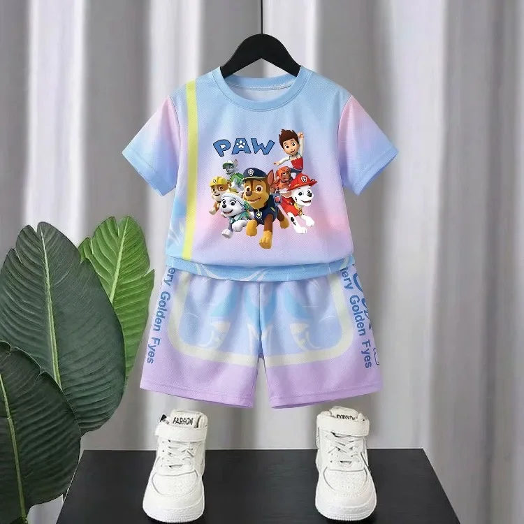 2026 Sommer Kinder Freizeitoutfits Atmungsaktives Mesh Kinder T-Shirt und Shorts Zweiteiliges Set PAW Patrol Jungen Basketballkleidung – Detail 8