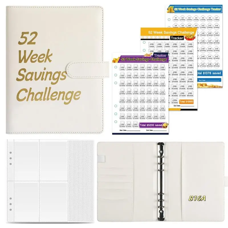 52 Week Money Saving Challenge Binder,Money Saving Binder With Savings Challenges Book And Cash Envelopes, White Easy Install