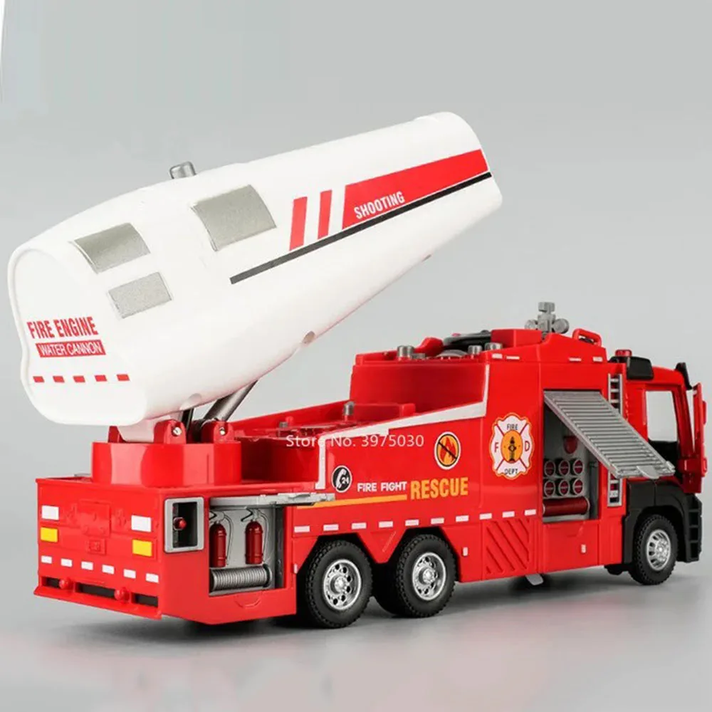 1:32 Elektrische Wasser Spray Feuerwehrauto Autos Miniatur Spielzeug Modell Legierung Diecast Zurückziehen Fahrzeug Sound Licht Feuerwehrauto Jungen Geschenke