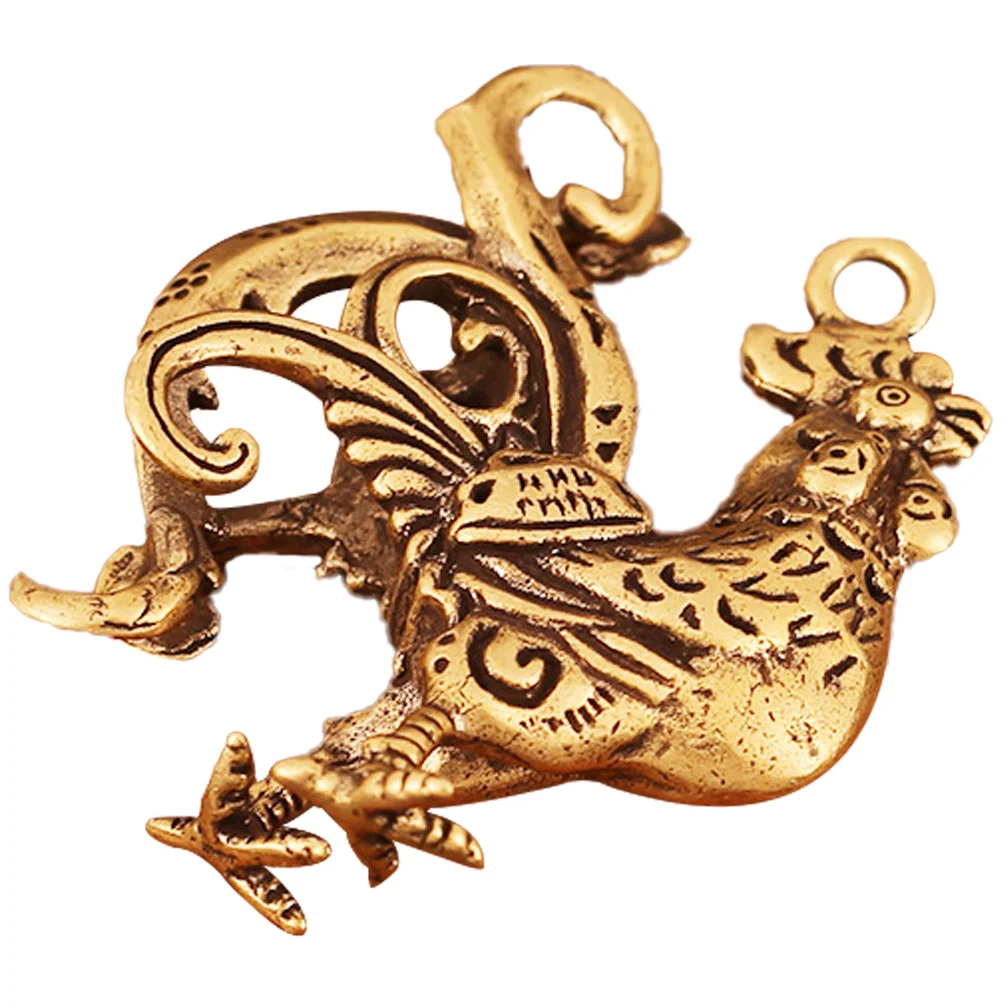 

Brass Rooster Ornament Lion Lamb of The Lid Copper Sculpture Statue Chicken Figurine Desktop