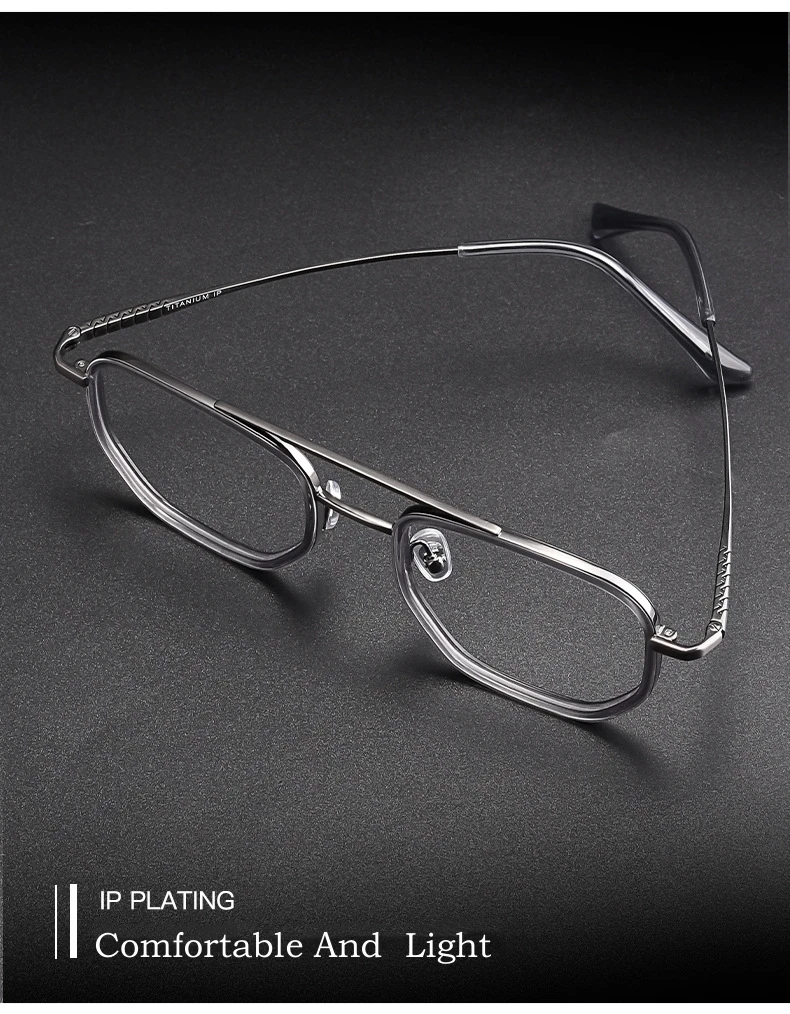 YIMARUILI Doppel Strahl Retro Acetat Brillen Ultra Licht Reinem Titan Optische Brillen Rahmen Männer Und Frauen L1361 – Detail 4