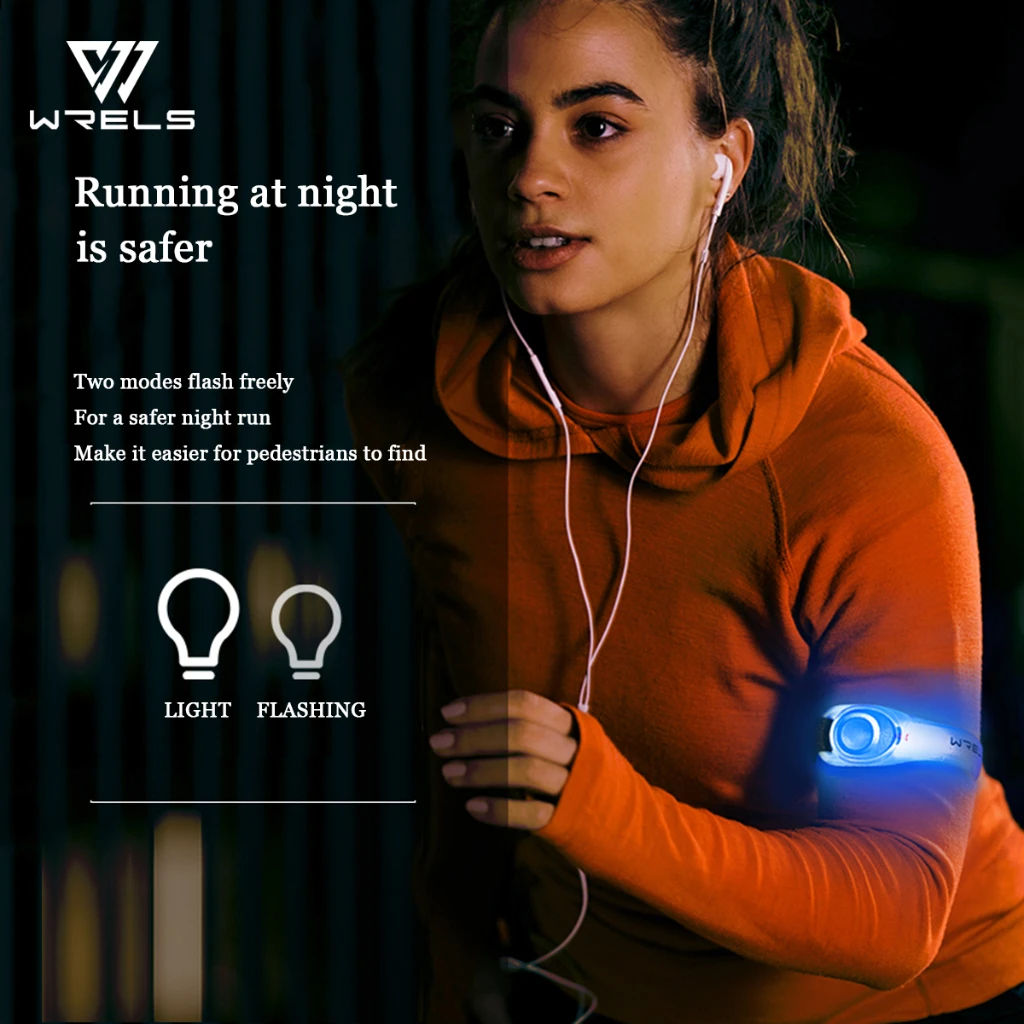 WRELS LED Light Up Armband Running Arm Belt Glow Sports Bracelet Outdoor Night for Running Walking Cycling Concert Roller Skates