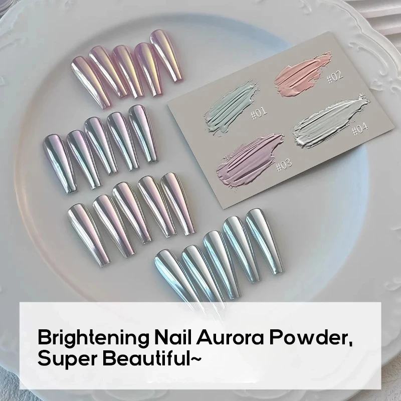 Luar-Espelho Nails Glitter Pó, Poeira Chrome, Cat Eye, Metal Whitening, Nail Enhancement, Aurora, Nail Decoration