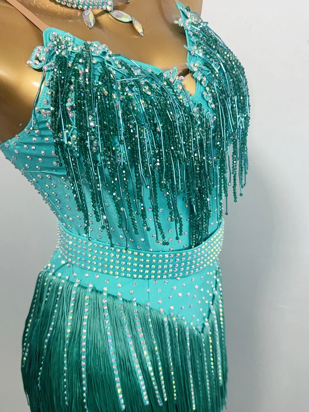 Traje de dança latina ab pedra feminino adulto crianças high end personalizado cristal multi cor vestido samba desempenho vestido