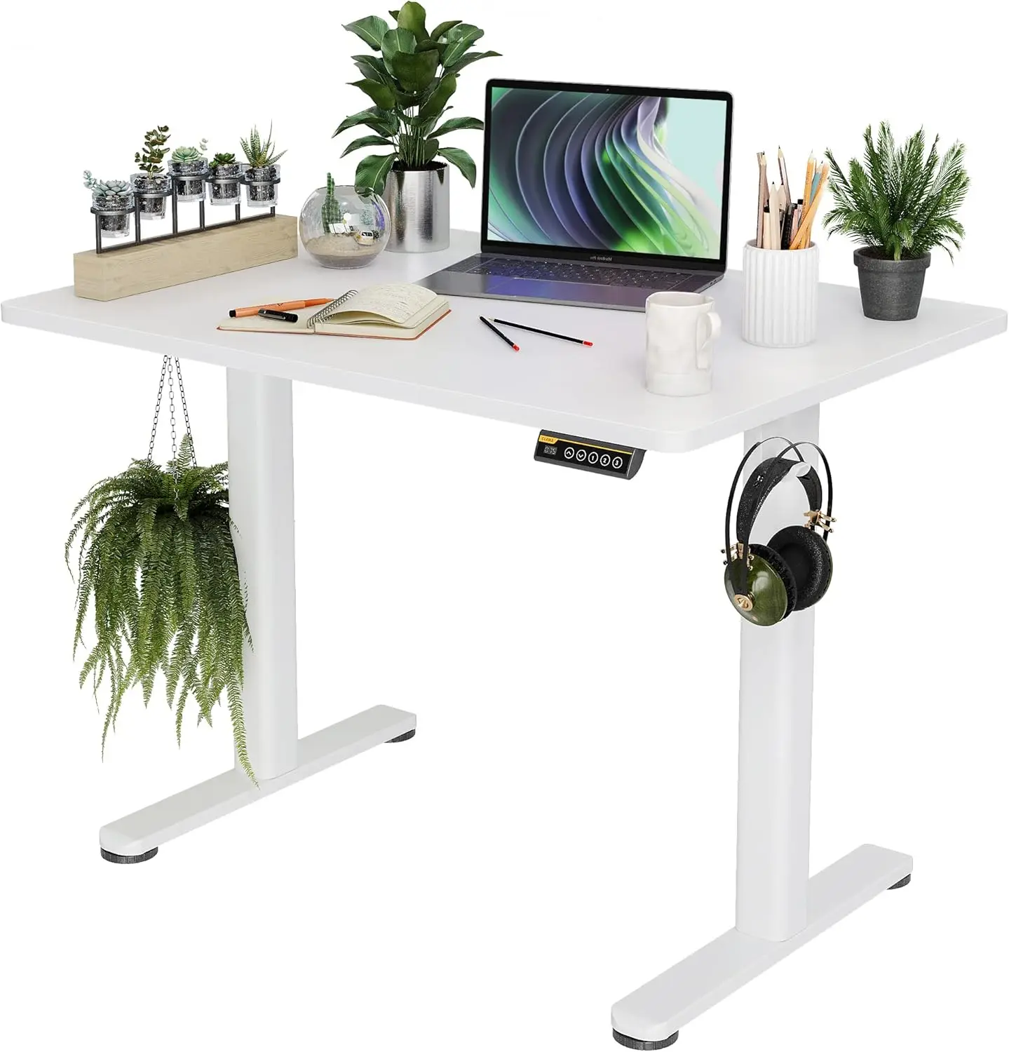 Electric standing desk, adjustable height standing desk, 40x24 inch sitting upright home desk