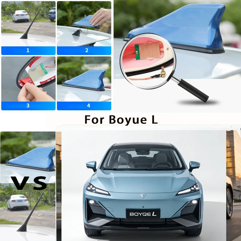 

For Boyue L Car Roof Top Mount Shark Fin Aerial Antenna Toppers Auto Radio AM FM Antenna Signal Amplifier Aerial