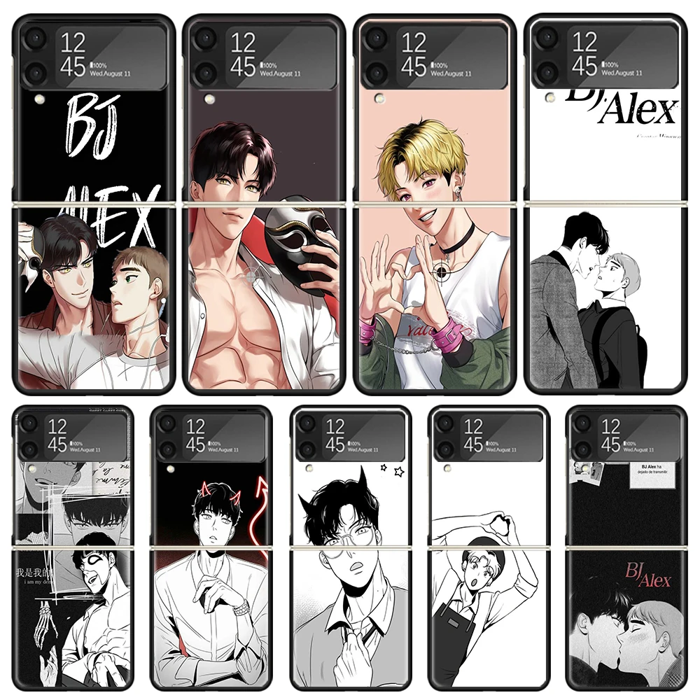 Anime B-J-Alex Phone Case for Samsung Galaxy Z Flip3 5G Flip4 Flip5 Black Hard Cover Z Flip 5 4 3 PC Shell Zflip3 Coque