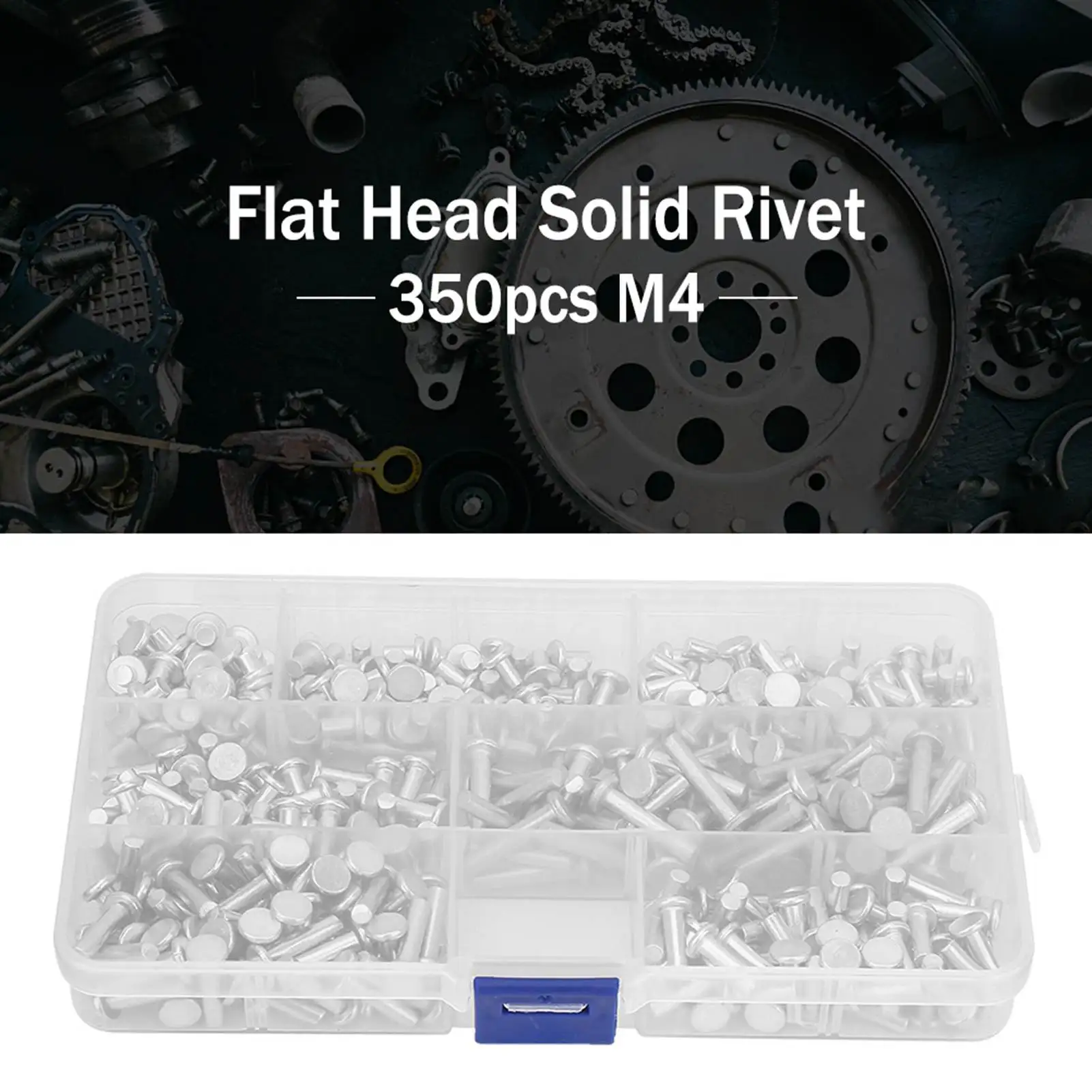 Rivet Flat Head  Aluminum Rivet M4 Flat Head  Aluminum Rivets Assortment Kit Length 4/6/8/10/12/16/20mm