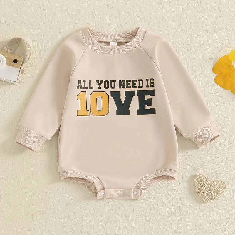 

Suefunskry Infant Baby Fashionable Sweatshirt Romper Letter Print Long Sleeve Round Neck Adorable Fall Bodysuits