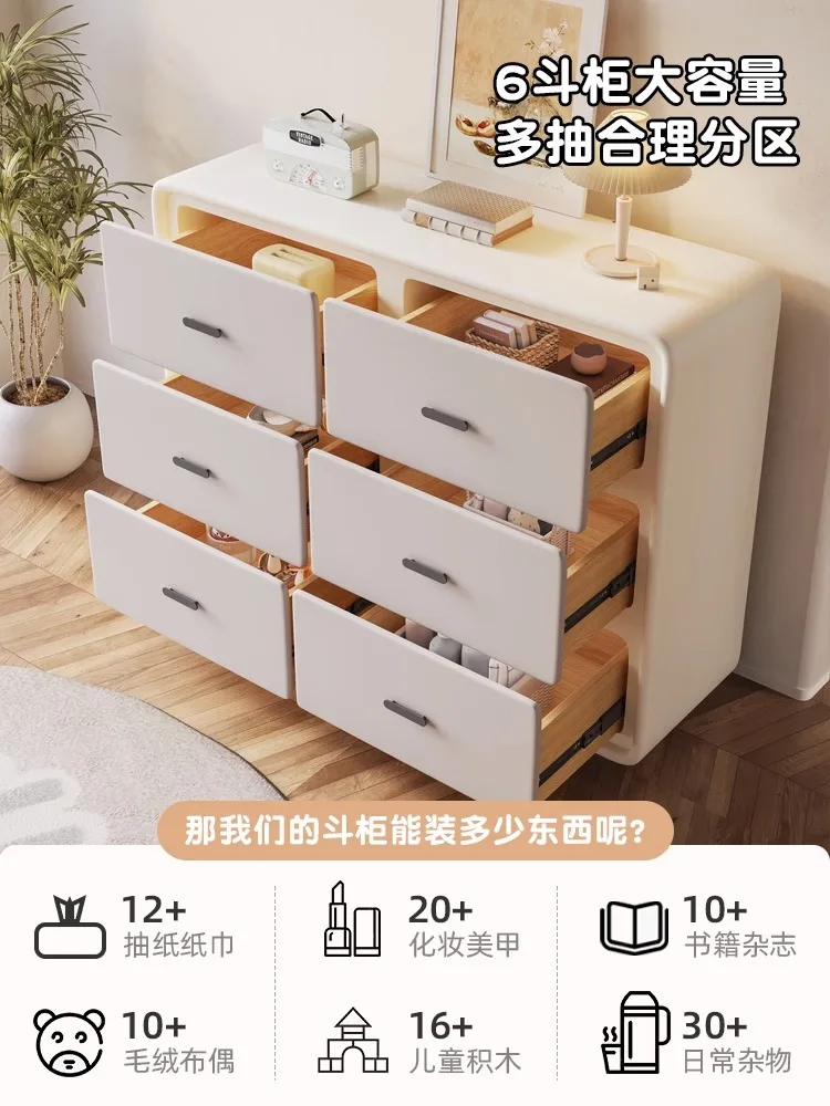 Bedroom bed end cabinet, large capacity, simple living room, wall drawer cabinet, white eight bucket cabinet